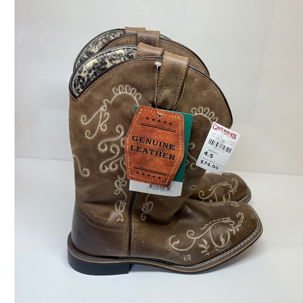 Smoky Mountain Girls 4.5 Waxy Brown Floral Embroidered Cowboy Boots
